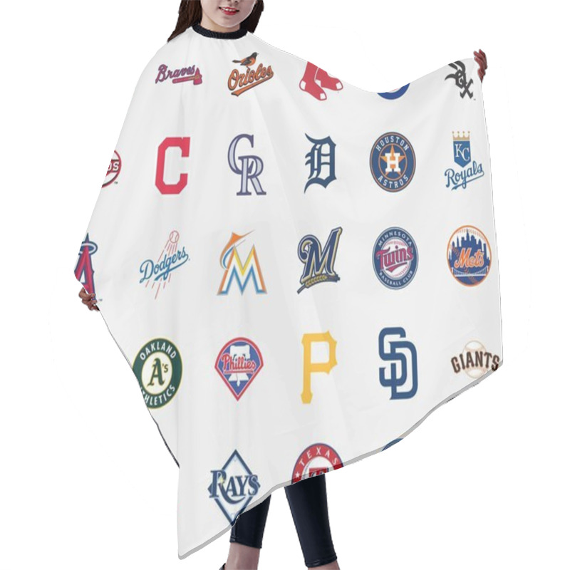 Personality  MILAN, ITALY - DICEMBER 13, 2018: Official High Quality Vector Logos Collection Of The 30 Major League Baseball (MLB) Teams Isolated On White Background Hair Cutting Cape