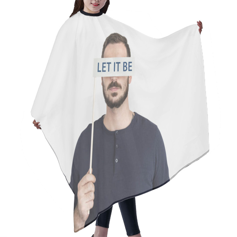 Personality  Man Holding Speech Stick Hair Cutting Cape