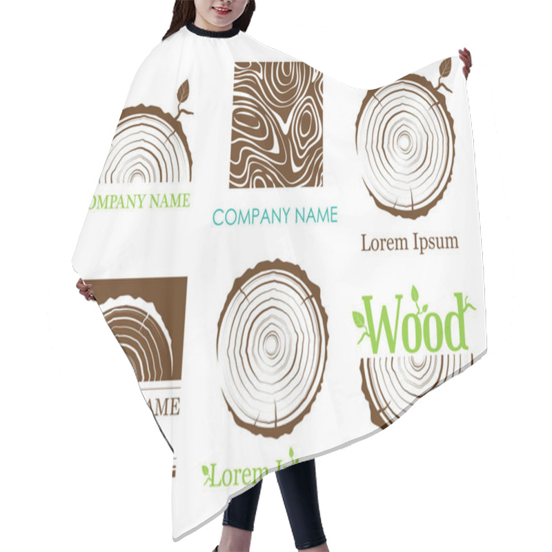 Personality  Set A Cross Section Of The Trunk With Tree Rings. Vector. Logo. Tree Growth Rings. Tree Trunk Cross-section. Flat Icon. Hair Cutting Cape