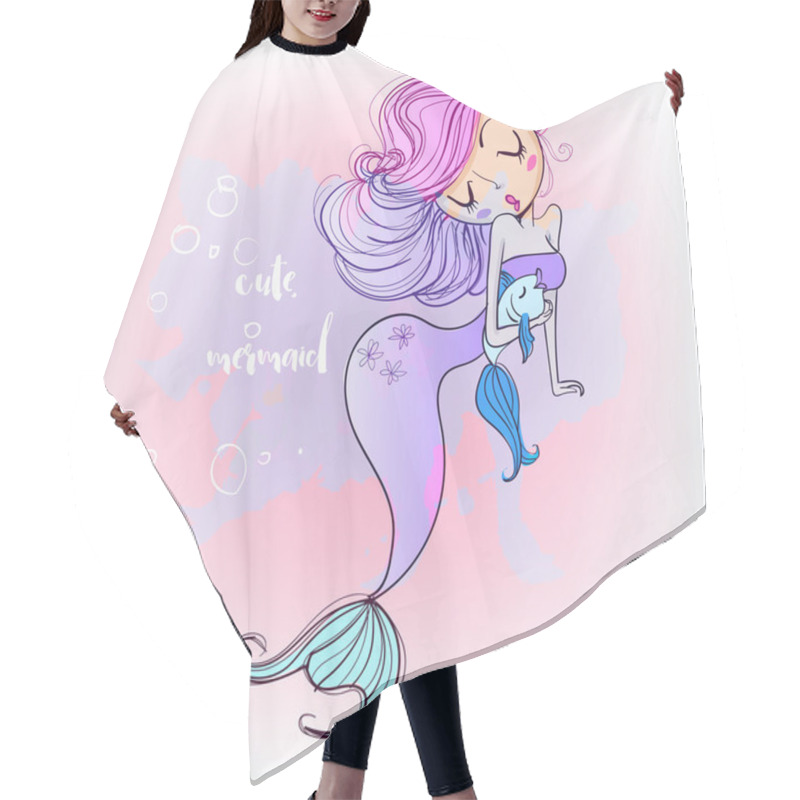 Personality  Cute Cartoon Mermaid Hair Cutting Cape