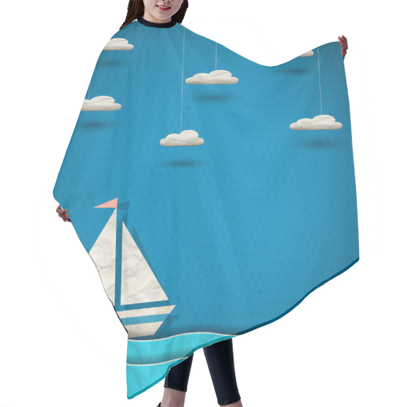 Personality  Sailing Boat And Clouds Hair Cutting Cape