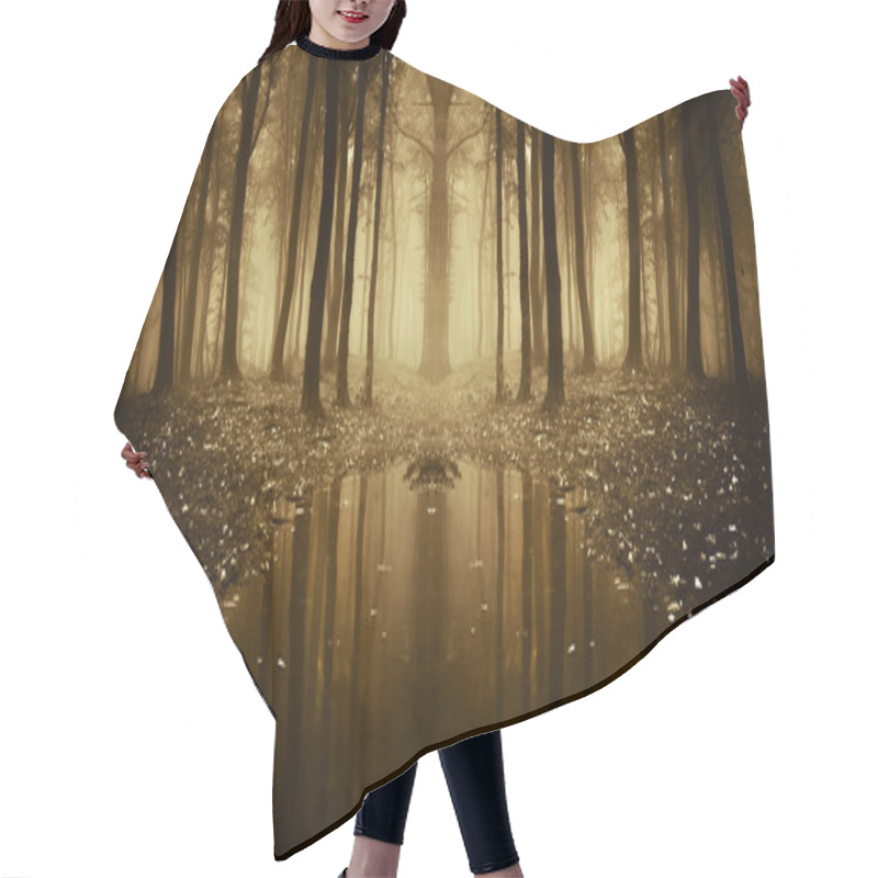 Personality  Fantasy Autumn Forest With Fog And Water Hair Cutting Cape