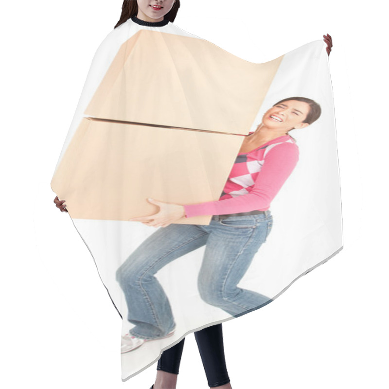 Personality  Woman Painfully Carrying Boxes Hair Cutting Cape