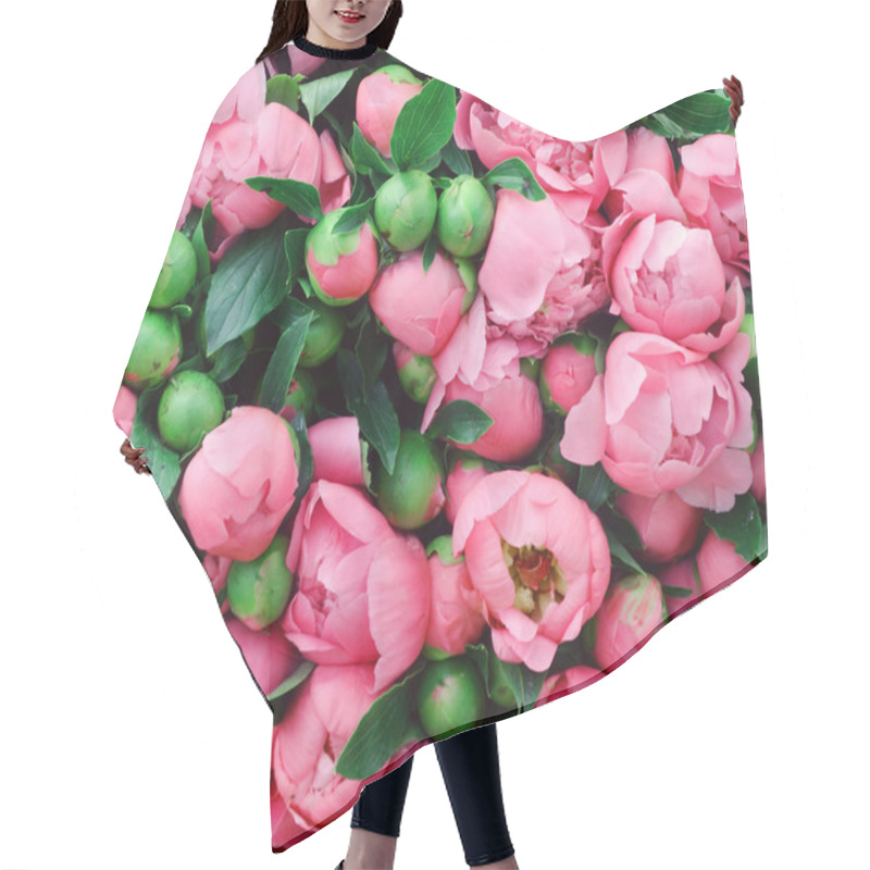 Personality  Lots Of Pretty And Romantic Violet And Pink Peonies In Floral Shop Hair Cutting Cape