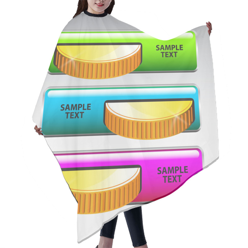 Personality  Inserting Coin In Machine. Vector Hair Cutting Cape