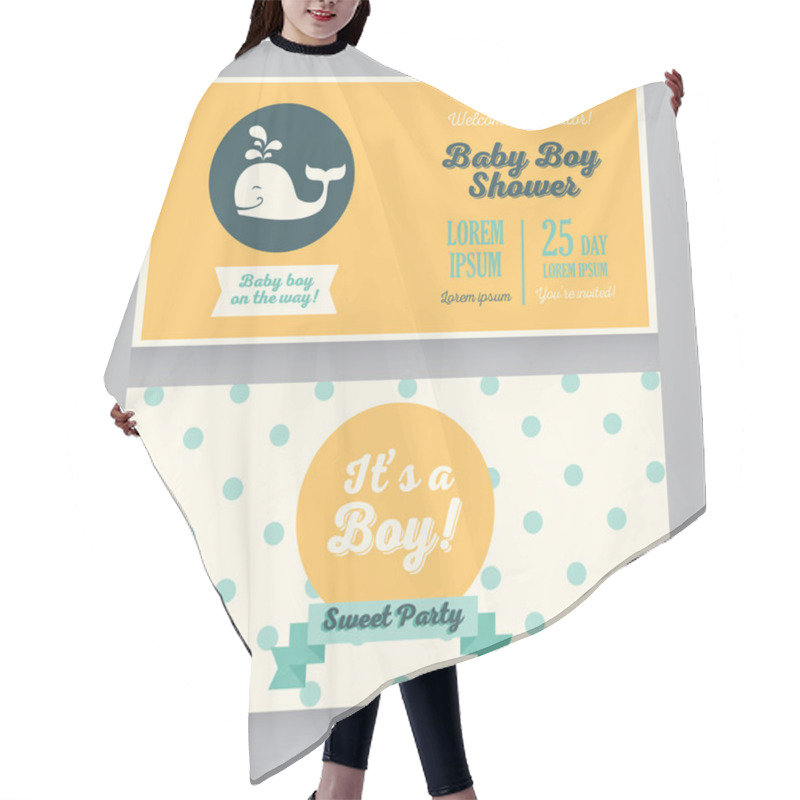 Personality  Baby Boy Arrival Cards Template Hair Cutting Cape