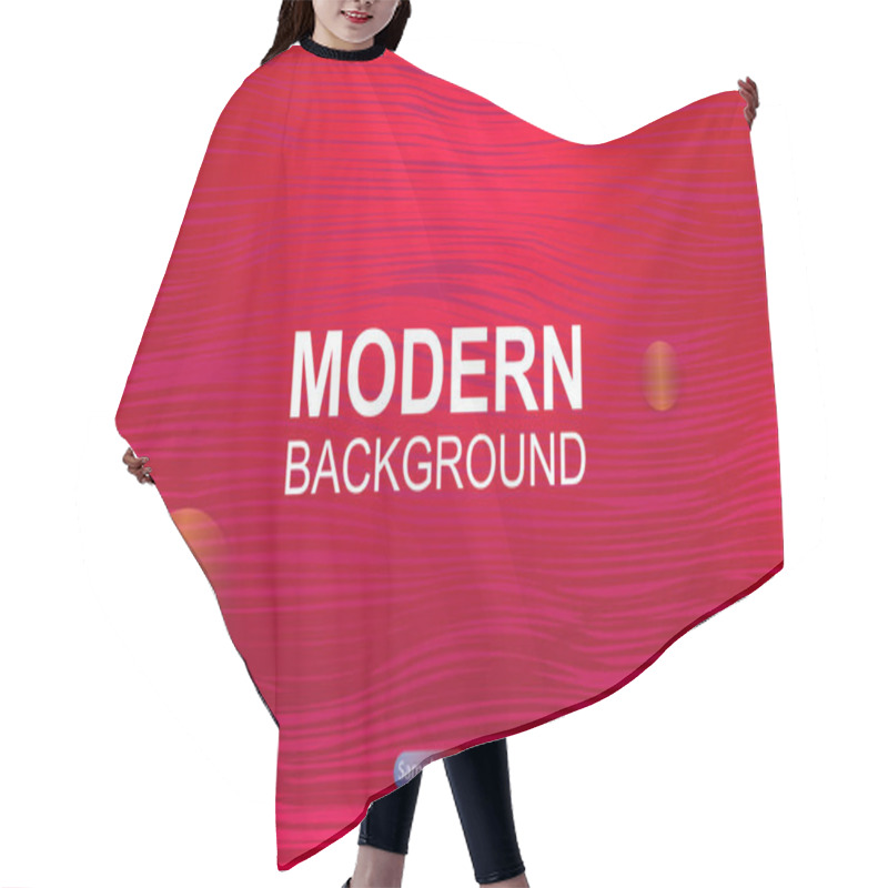 Personality  Abstract Red Background With Gradient, Subtle Wavy Stripes, Outline Of Circles Hair Cutting Cape