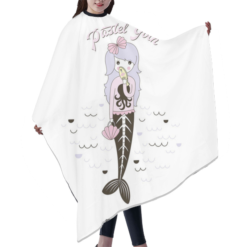 Personality  Pastel Goth Mermaid, Kawaii Illustration Hair Cutting Cape