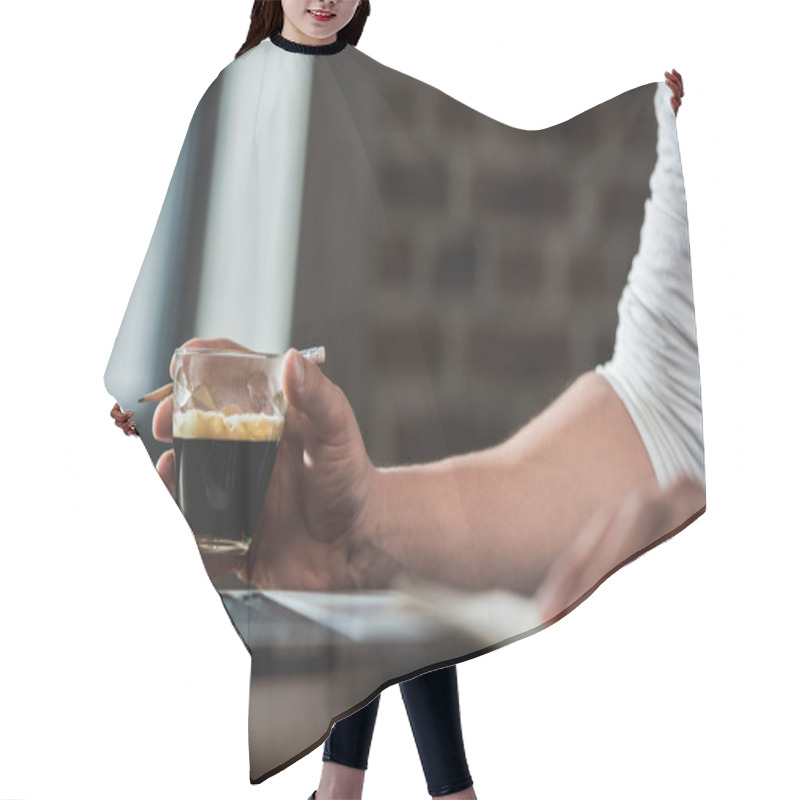 Personality  Human Hand Holding Glass Of Beverage  Hair Cutting Cape