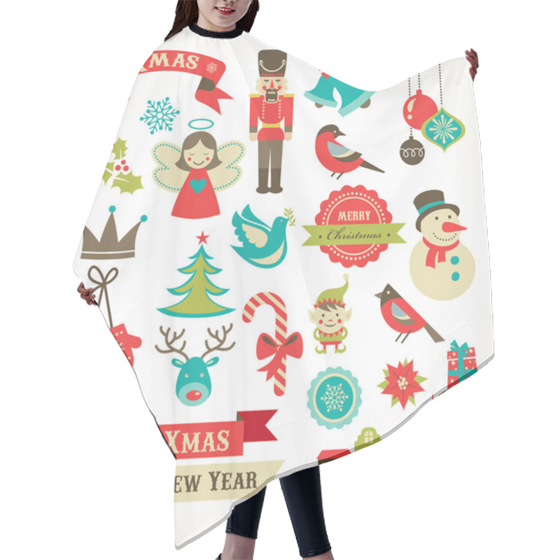 Personality  Christmas Retro Icons, Elements And Illustrations Hair Cutting Cape