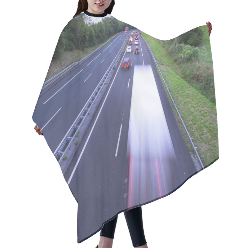 Personality  Driving On The Highway, Traffic Jam, Cars Stopped On The Highway, Basque Country Hair Cutting Cape