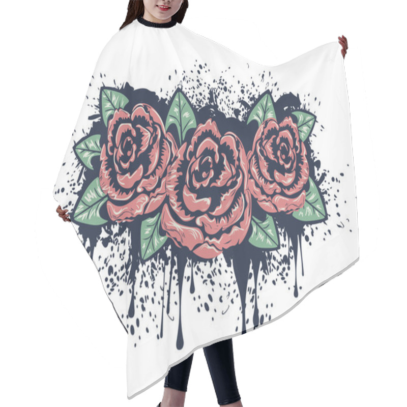 Personality  Grunge Roses With Splatters Hair Cutting Cape