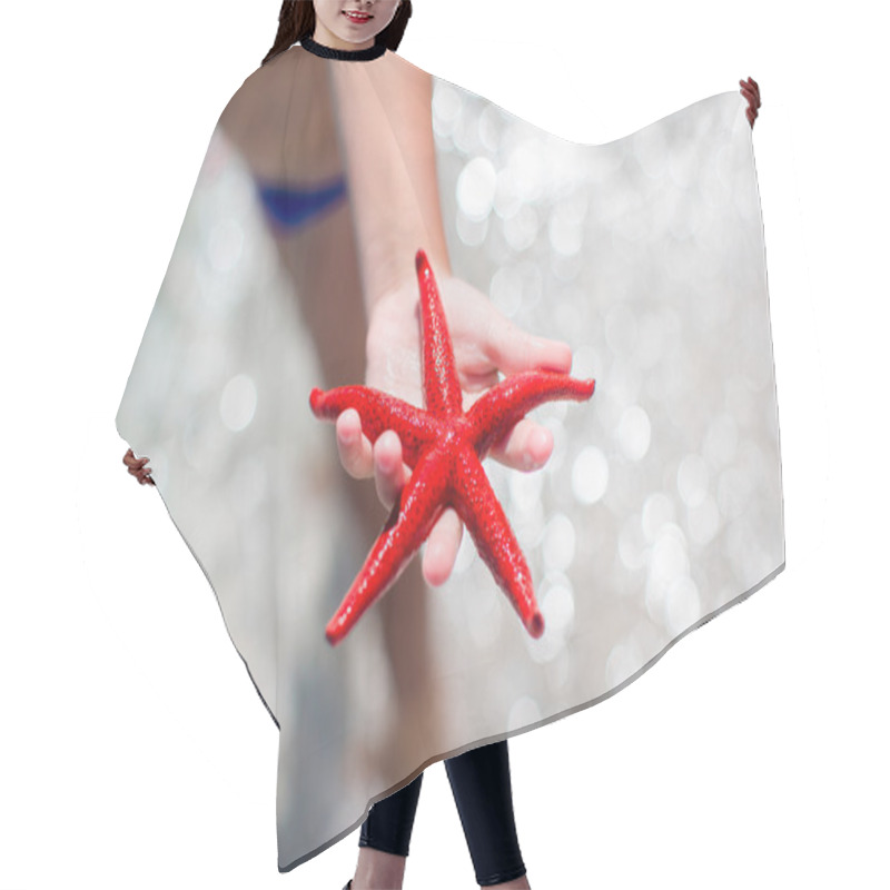 Personality  Closeup Starfish At Beach Background Water Hair Cutting Cape