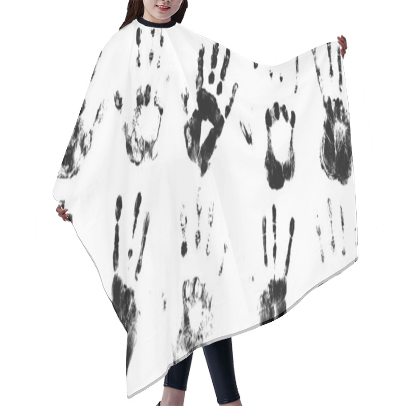 Personality  Set Of Vector Hand Prints Designs Hair Cutting Cape