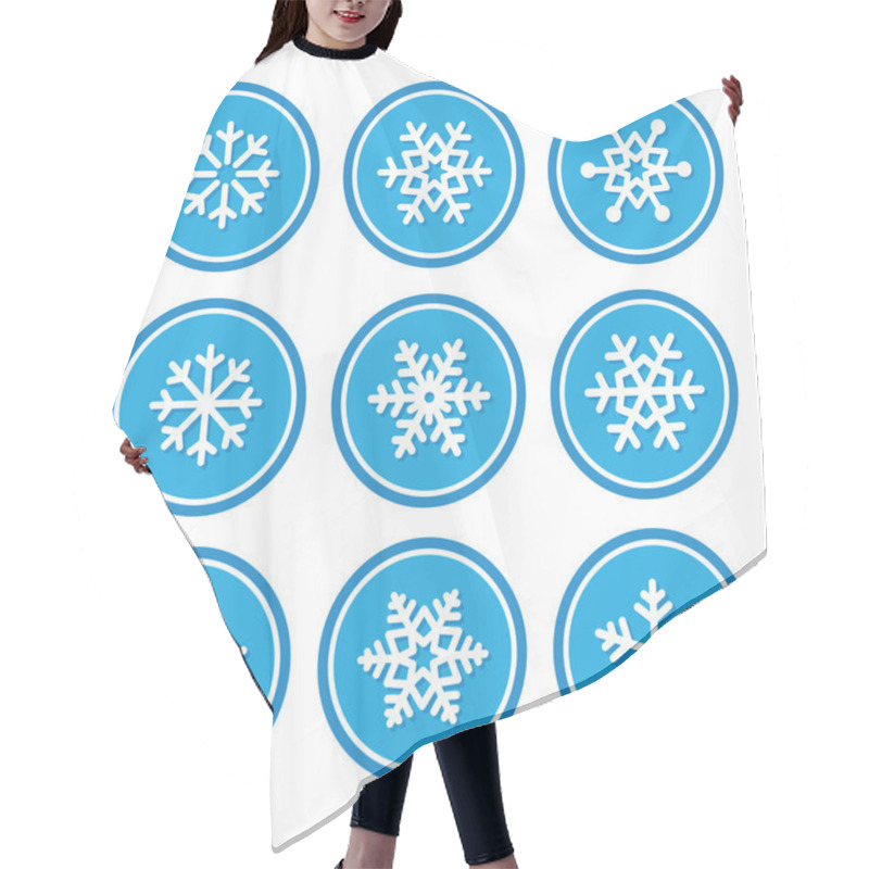 Personality  Snowflakes Icons As Retro Labels Hair Cutting Cape