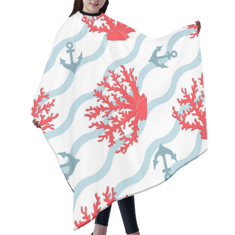 Personality  Seamless Pattern With Seashells Hair Cutting Cape