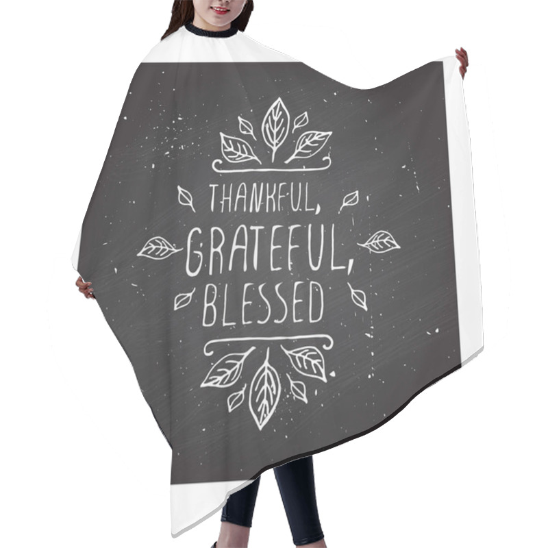 Personality  Thanksgiving Label With Text On Chalkboard Background Hair Cutting Cape