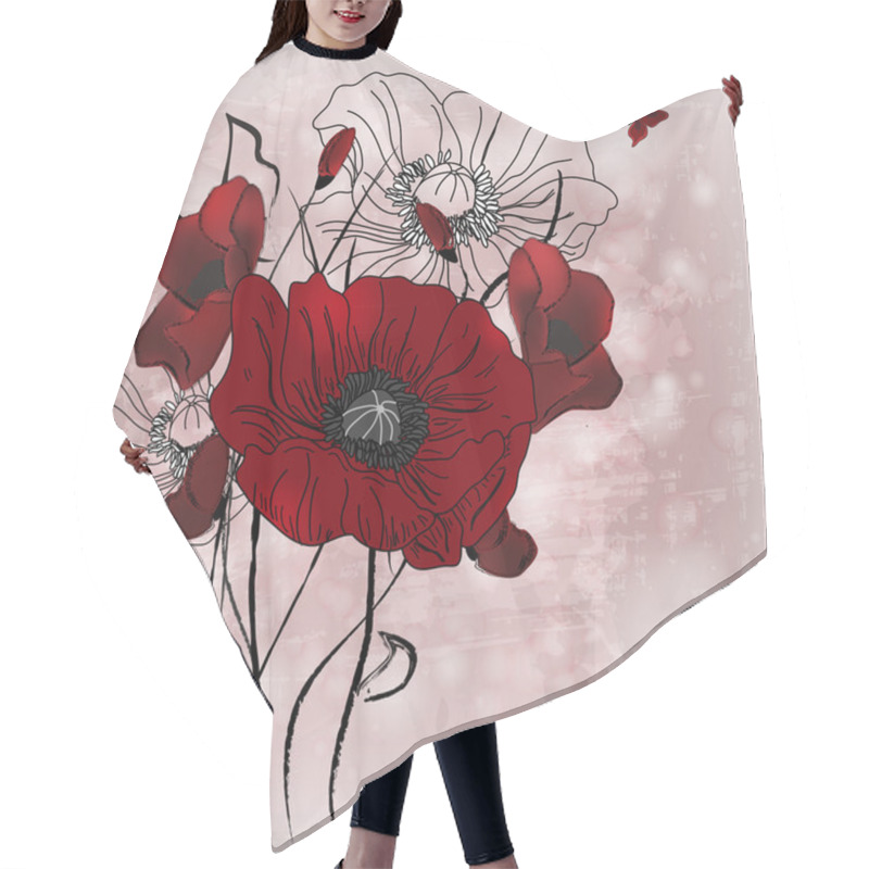 Personality  Artistic Poppies Composition Hair Cutting Cape