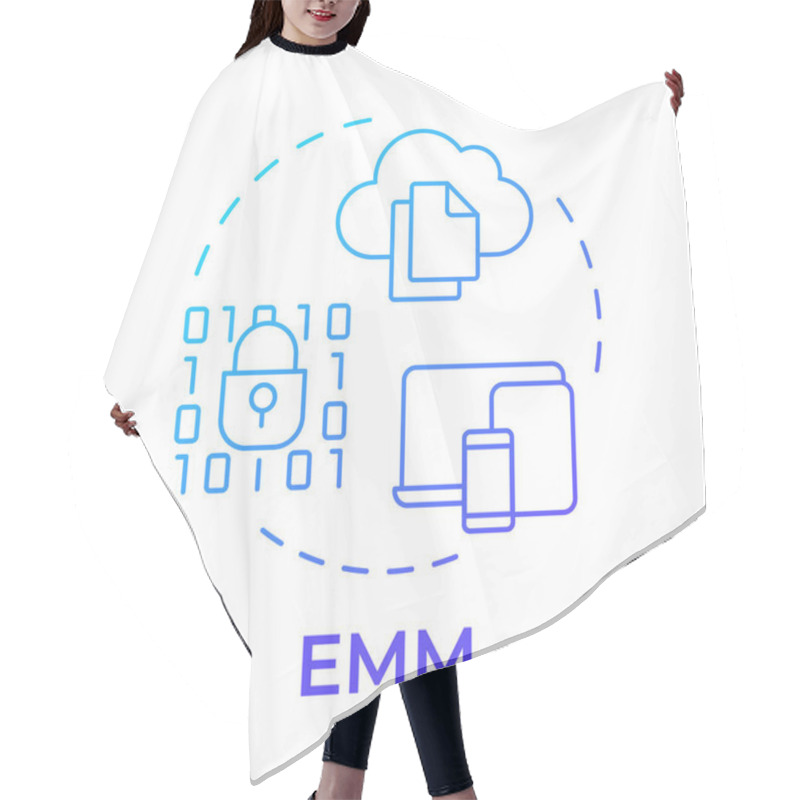 Personality  EMM Blue Gradient Concept Icon. Enterprise Mobile Management. Cloud Technology, Corporate. Round Shape Line Illustration. Abstract Idea. Graphic Design. Easy To Use In Infographic, Presentation Hair Cutting Cape