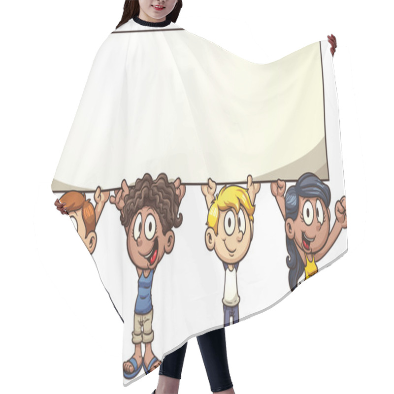 Personality  Kids Holding Sign Hair Cutting Cape