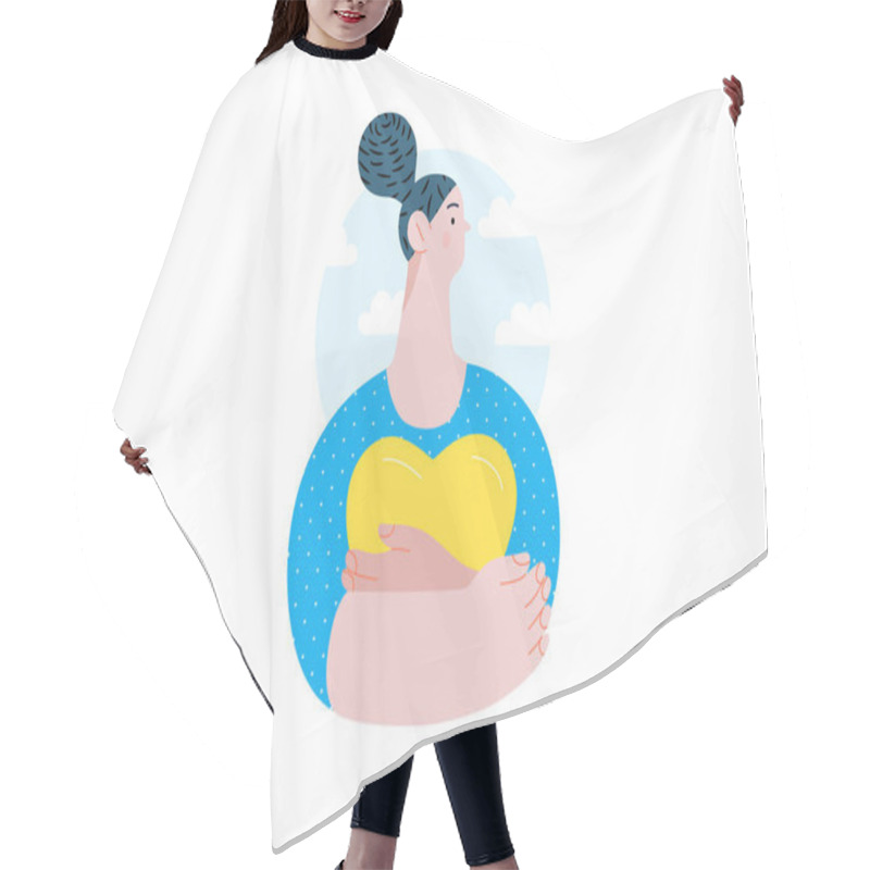 Personality  War And Peace Flat Vector Illustration. Creative Poster Hair Cutting Cape