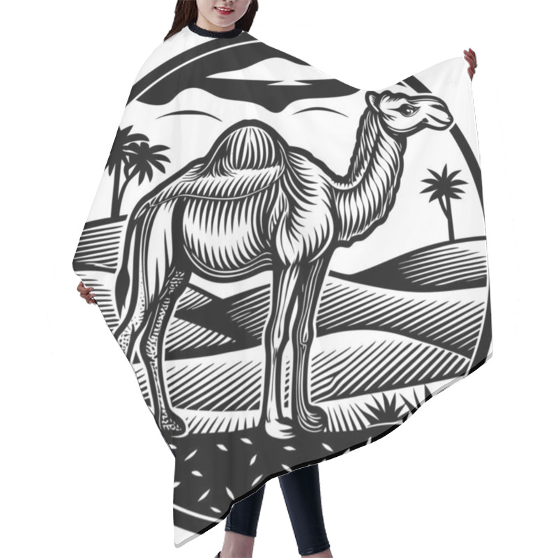 Personality  A Beautifully Crafted Design Of A Camel, Showcasing Its Elegance And Resilience As A Symbol Of Desert Life And Cultural Heritage, Perfect For Nature-inspired Art, Travel, Or Branding. Hair Cutting Cape