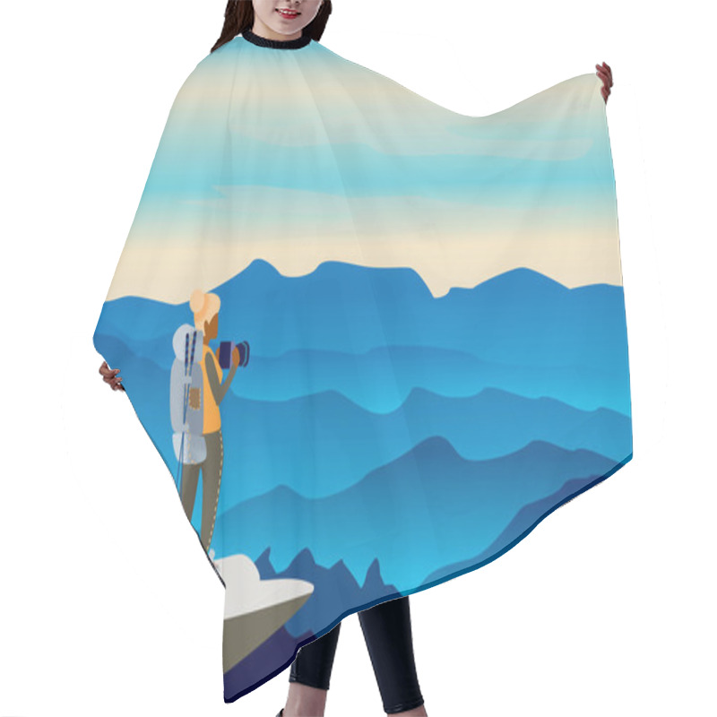 Personality  Web Vector Illustration On The Theme Of Climbing, Trekking, Hiking, Walking. Hair Cutting Cape