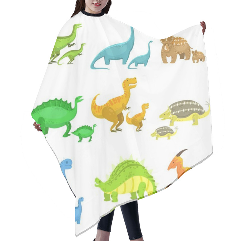 Personality  Different Dinosaurs In Pairs Of Big And Small Hair Cutting Cape