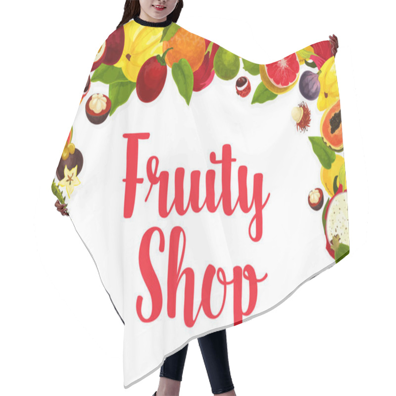 Personality  Vector Shop Poster Of Tropical Exotic Fruits Hair Cutting Cape