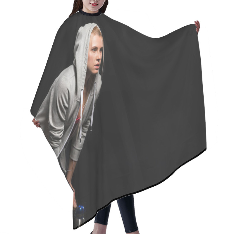 Personality  Woman In Sports Clothing Hair Cutting Cape