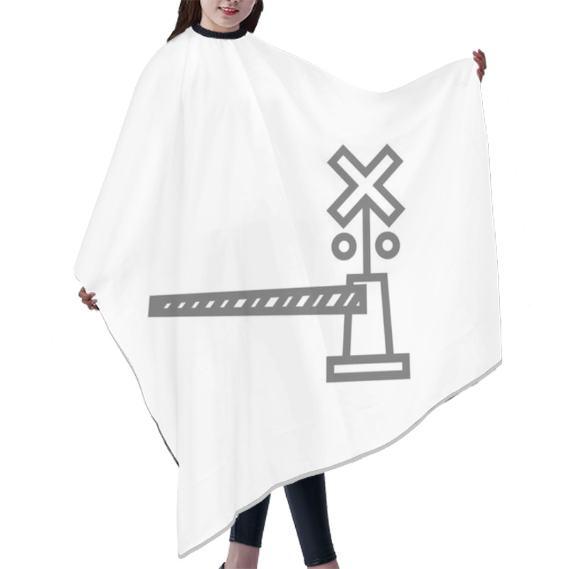 Personality  Railway Barrier Line Icon. Hair Cutting Cape