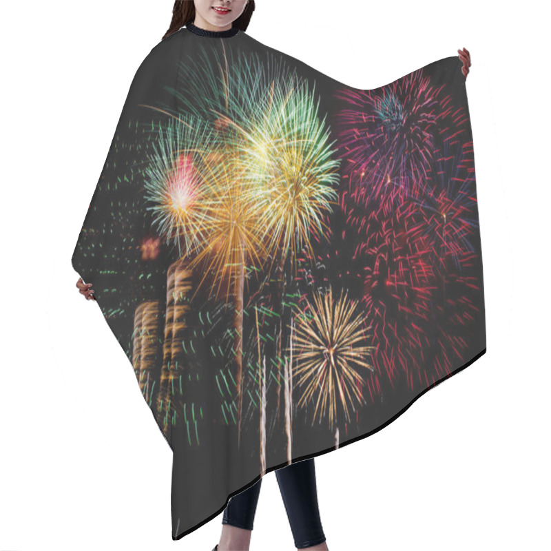 Personality  Fireworks Celebration At Night On  New Year And Copy Space Hair Cutting Cape