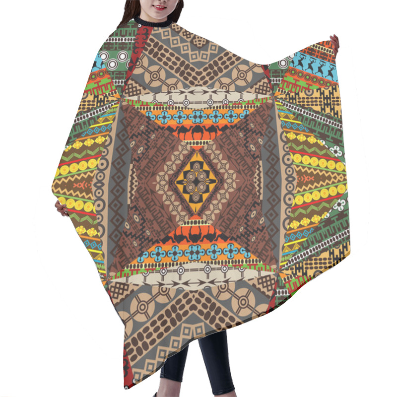 Personality  Collage Of Samples With Ethnic Motifs Hair Cutting Cape