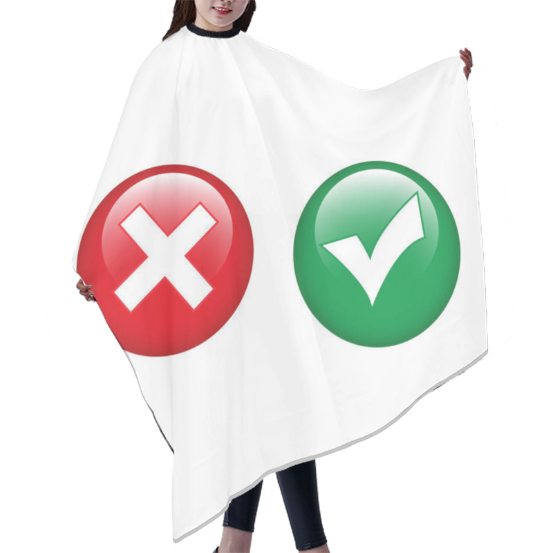 Personality  Illustration Of Icon Yes And No, Cross And A Tick In Green And Red Circle Hair Cutting Cape