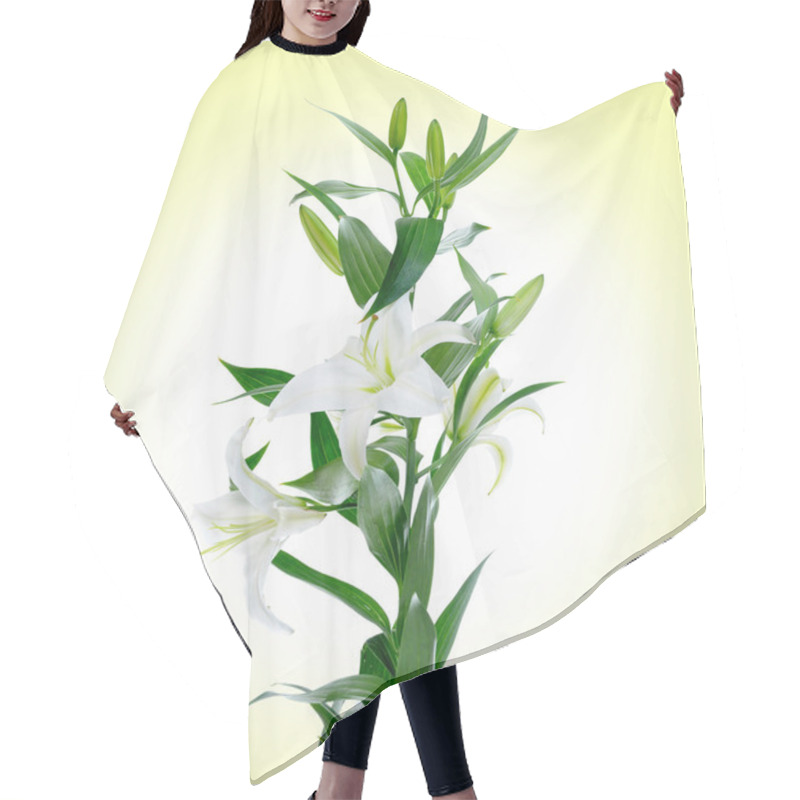 Personality  Beautiful White Lily Flowers Hair Cutting Cape