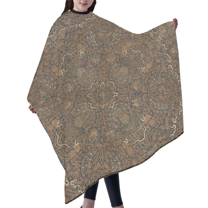 Personality  Intricate Floral Patterned Textile Design In Rich Brown Tones. Hair Cutting Cape