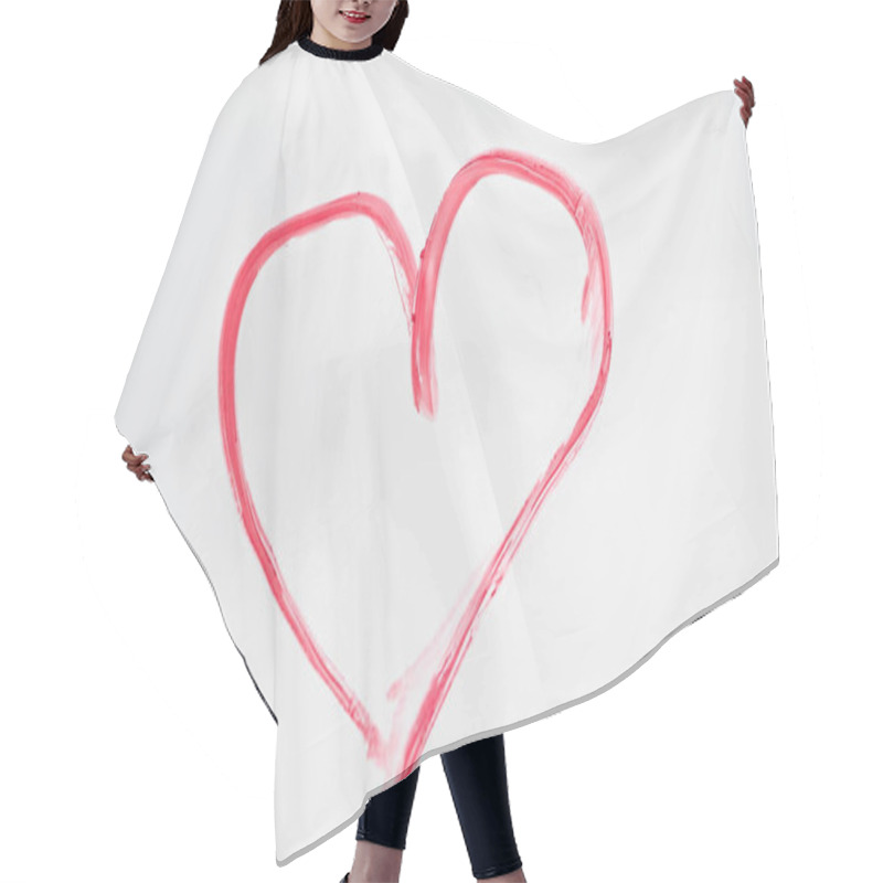 Personality  Top View Of Drawn Pink Heart With Lipstick On White Hair Cutting Cape