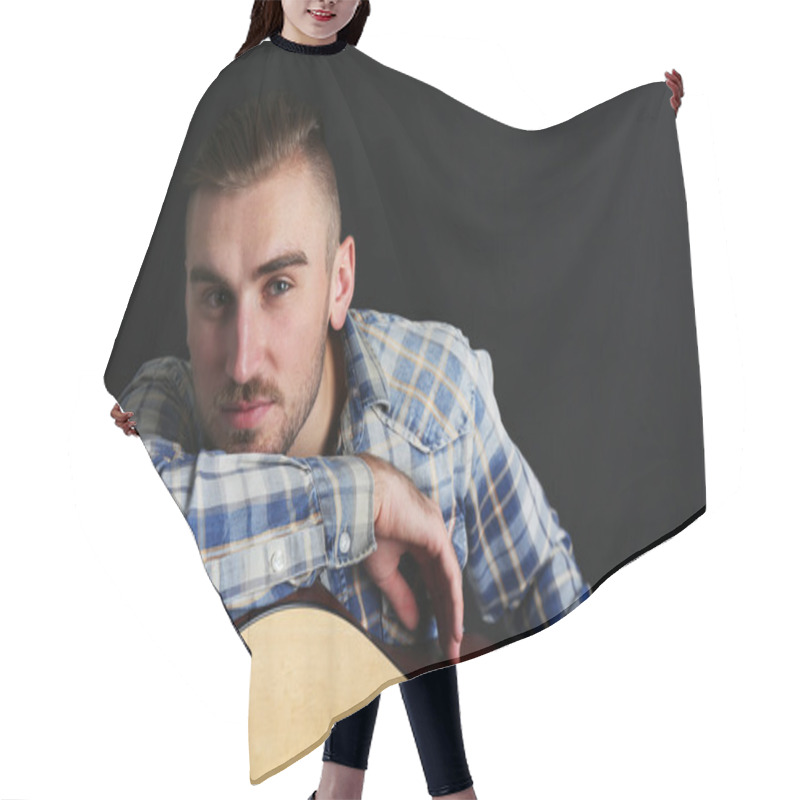 Personality  Young Man With Guitar Hair Cutting Cape