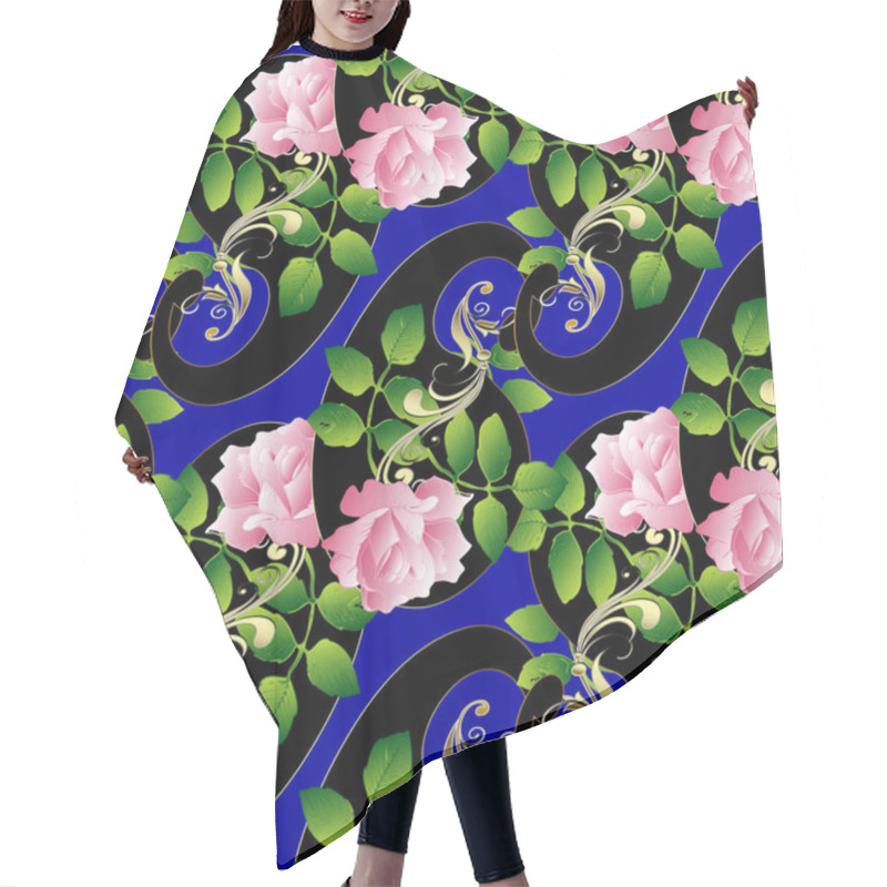 Personality  Paisleys Seamless Pattern. Floral 3d Roses Background Hair Cutting Cape