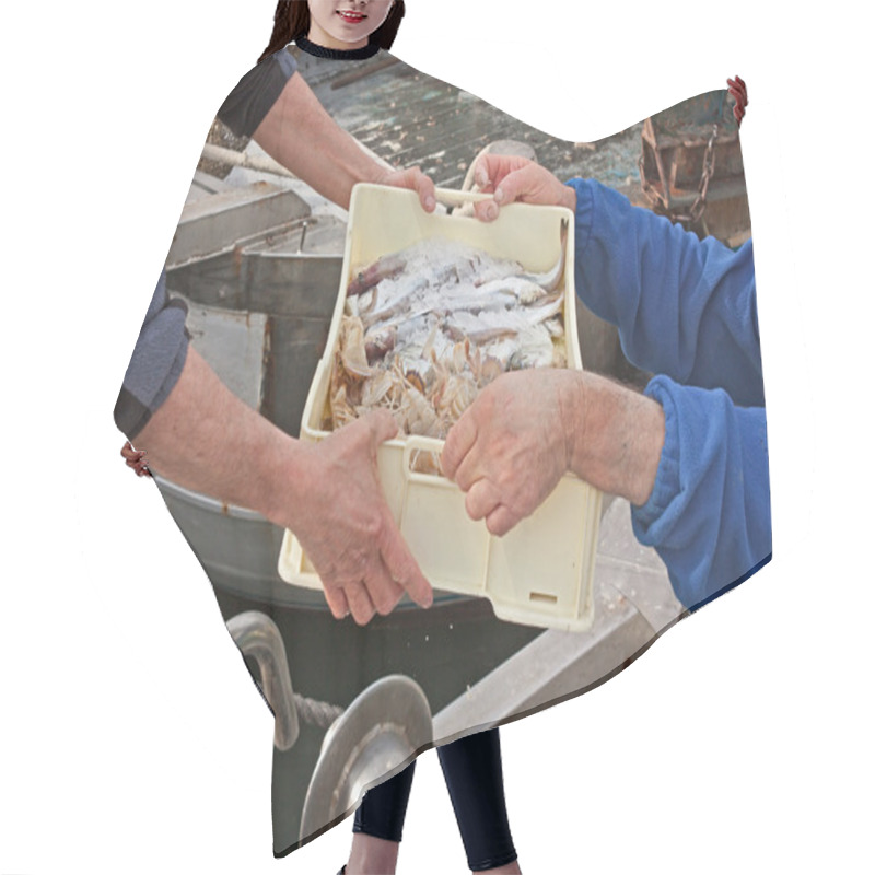 Personality  Fishermen Unloading Crate Of Fish Hair Cutting Cape