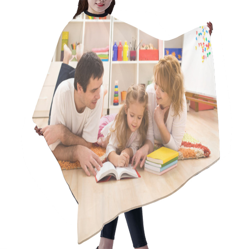 Personality  Happy Family Reading In The Kids Room Hair Cutting Cape