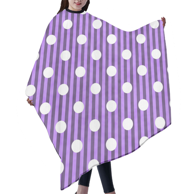 Personality  Purple And White Polka Dot And Stripes Fabric Background Hair Cutting Cape