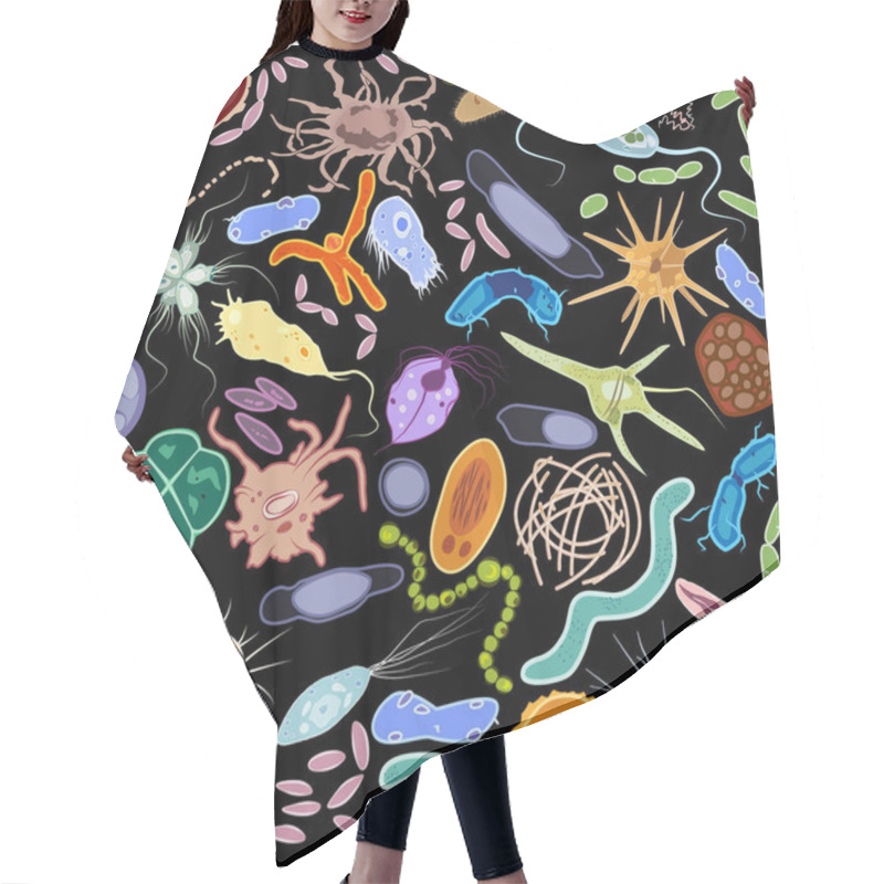 Personality  Set Of Different Single-celled Eukaryote  Protozoas And Prokaryote Bacterias, Vector Illustration Hair Cutting Cape