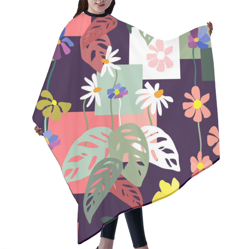 Personality  Geometric Print With Floral Motifs. Hair Cutting Cape