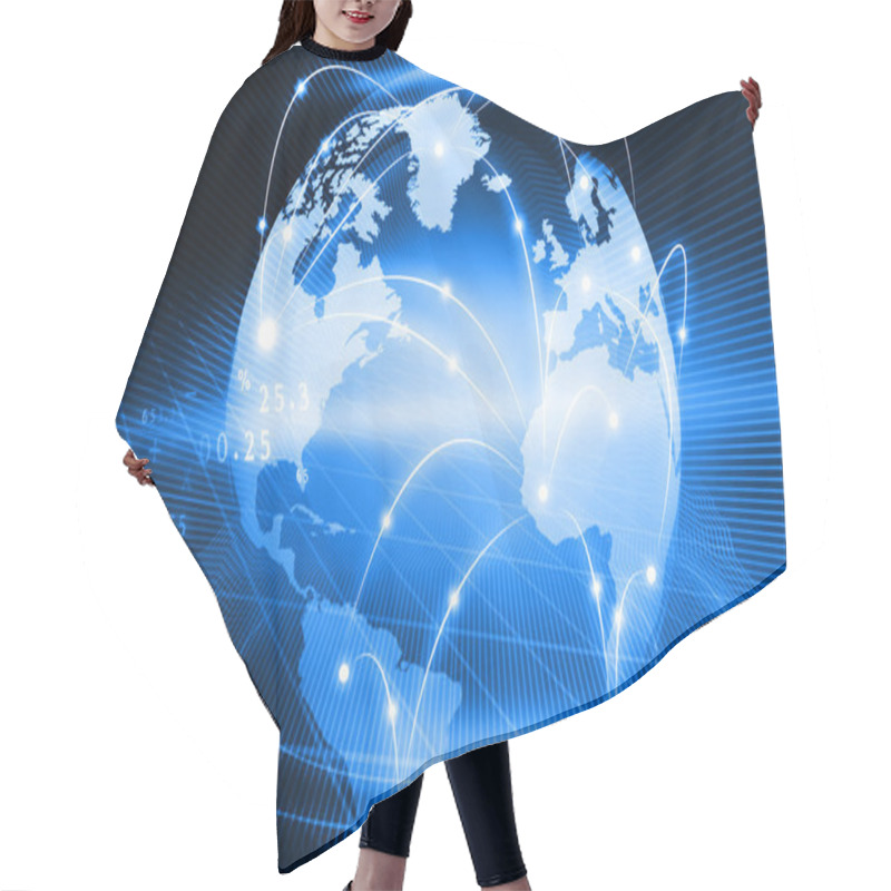 Personality  Futuristic Background Of Global Business Network Hair Cutting Cape