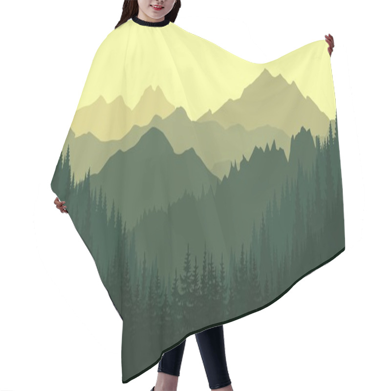 Personality  Green Mountain Landscape In The Summer. Seamless Background. Hair Cutting Cape