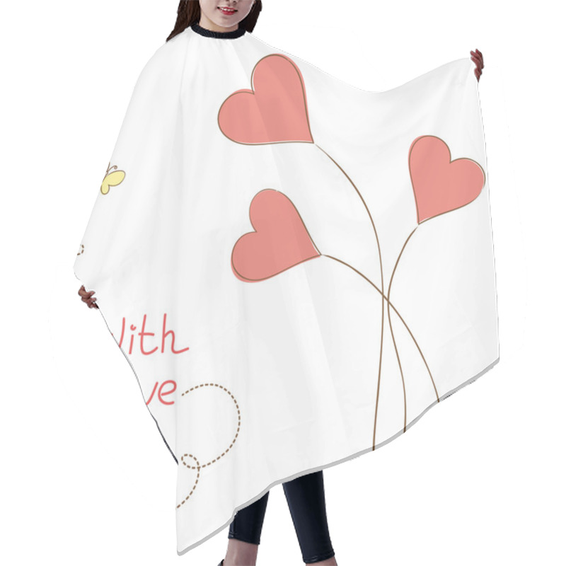 Personality  Greeting Card With Hearts-flowers In Hand Drawn Style Hair Cutting Cape