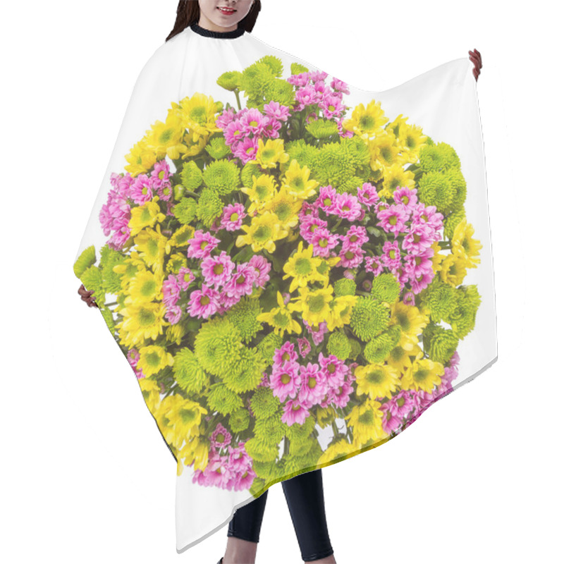 Personality  Bouquet Of Flowers Top View Isolated On White Hair Cutting Cape