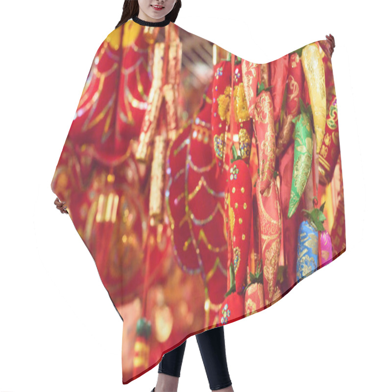 Personality  Chinese Lucky Red Peppers Hair Cutting Cape