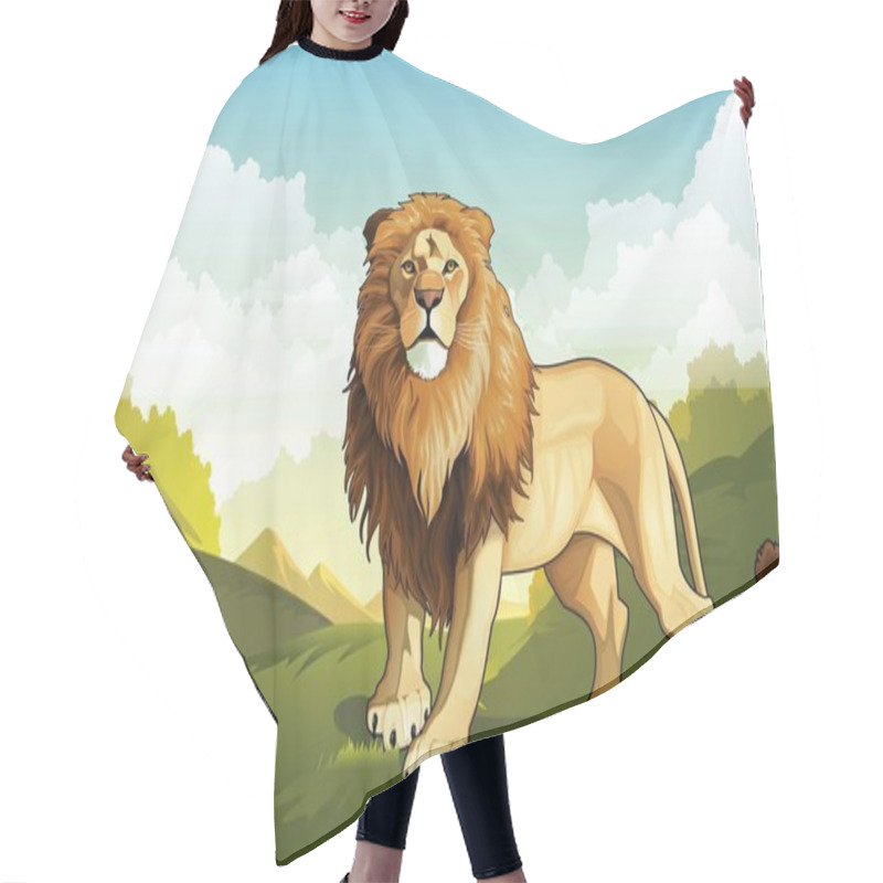 Personality  Wild Lion In The Forest Stock Vector Art And Beautiful Sky Hair Cutting Cape